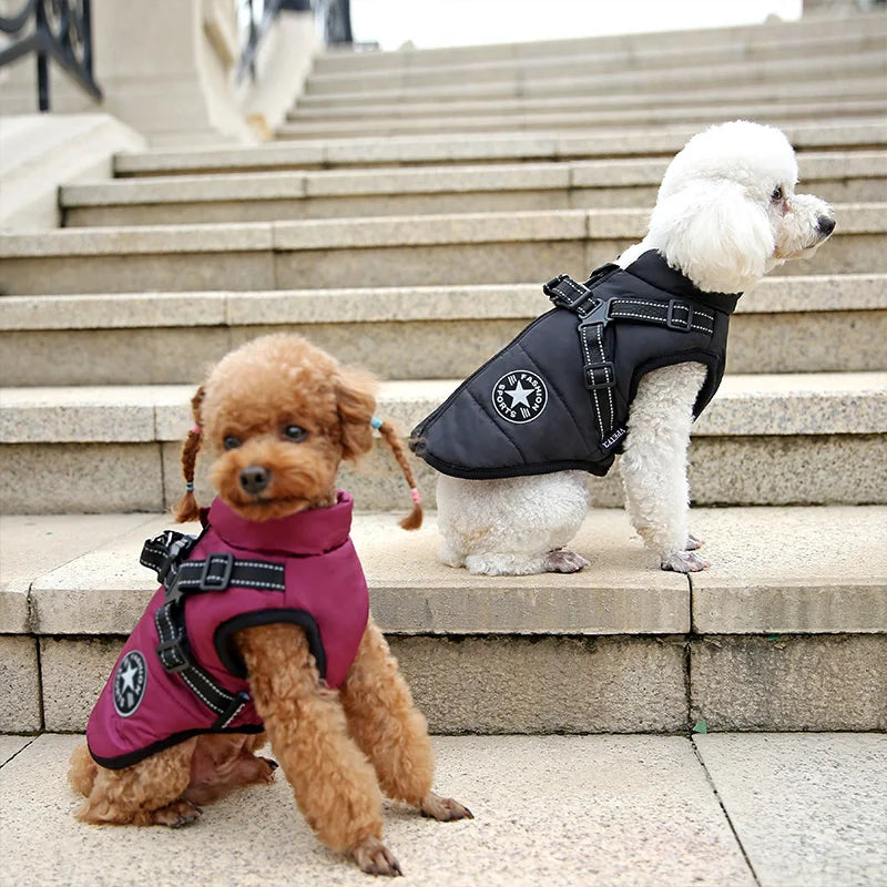 Waterproof Warm Dog Jacket Vest Winter Dog Clothes with Harness French-Bulldog Coat Pet Costume for Small Large Dogs Chihuahua